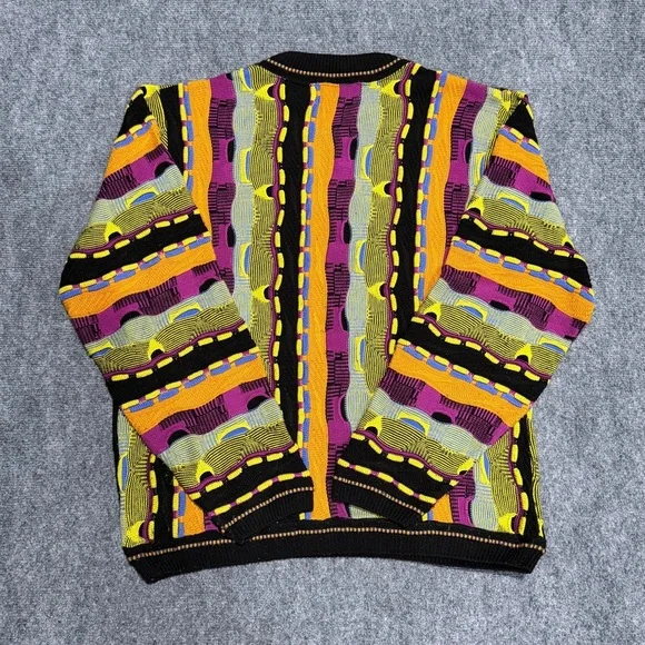 Vintage Steven Land 90s Multicolor 3D Knit Sweater Coogi Style Size - L - Picture 6 of 6